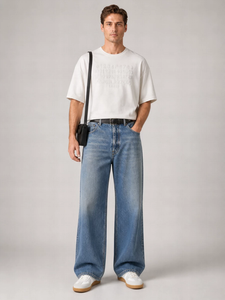 Maison Margiela Denim Washed Straight-Leg Cropped Jeans