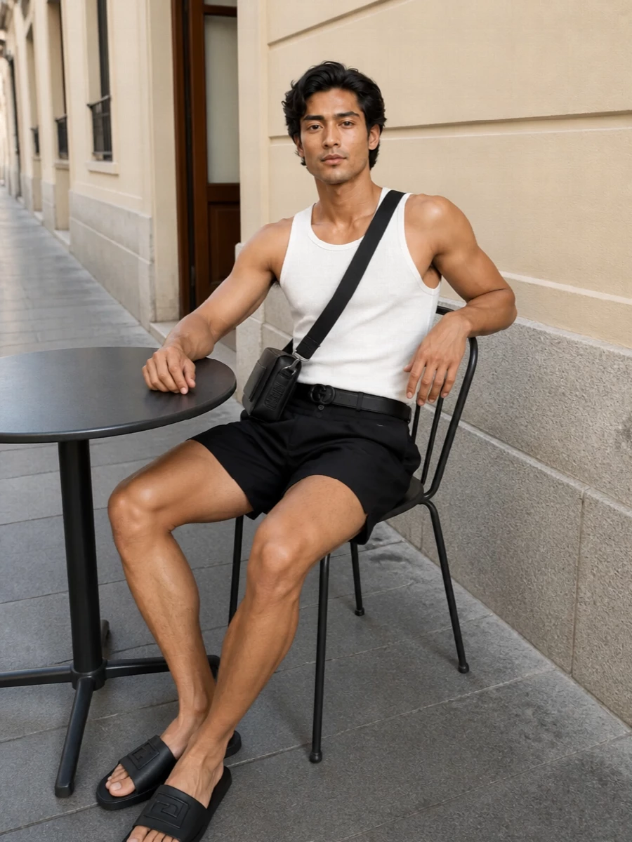 Dolce gabbana black shorts white tank outfit