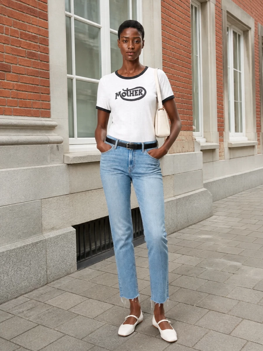 Mother jeans ringer tee aeyde mary janes