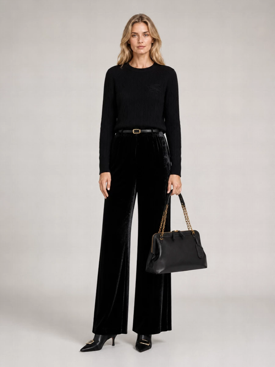 Etro Wide Leg Silk-Blend Palazzo Trousers