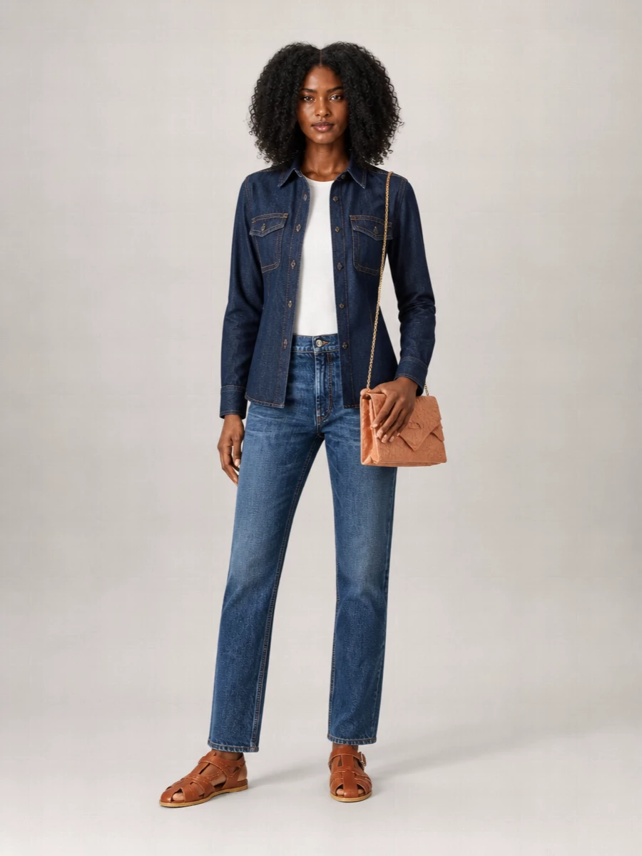 Dries Van Noten Denim Cropped Shirt