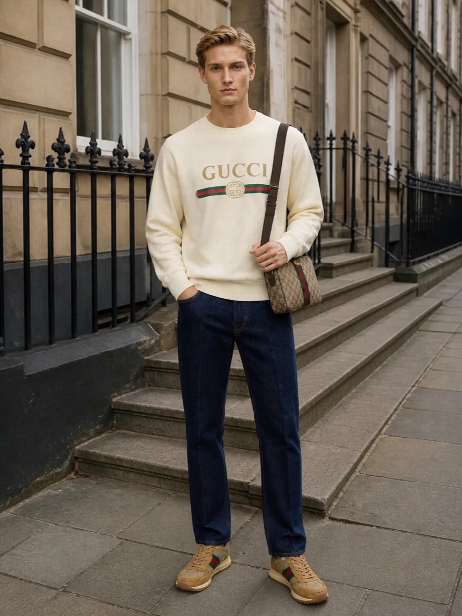 Gucci sweatshirt dark denim retro runners