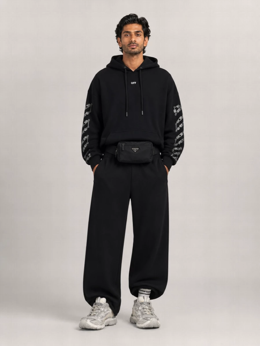 Off-White Cotton Wide-Leg Joggers