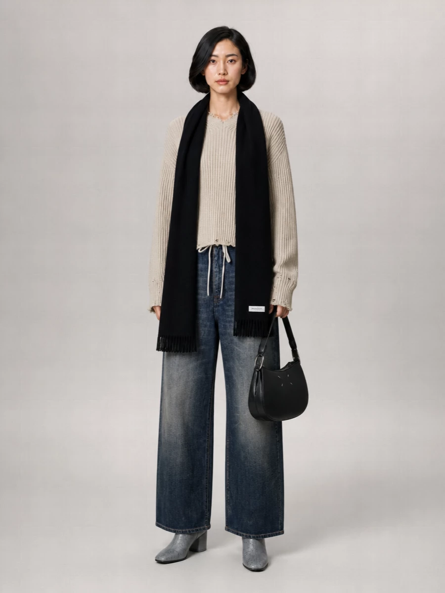 Mm6 Maison Margiela Denim High-Rise Wide-Leg Jeans