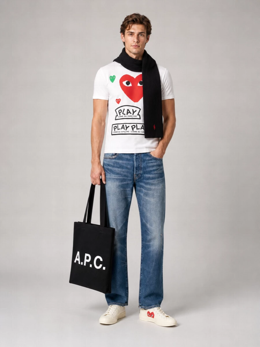 Comme Des Garçons Play Logo-Print Cotton T-Shirt