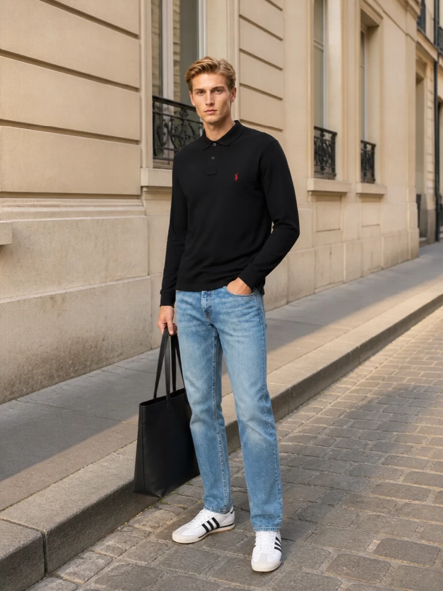 Polo ralph lauren black polo jeans adidas sneakers