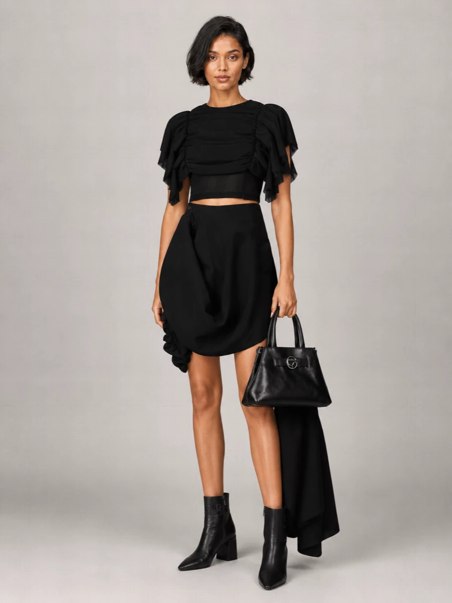 Comme des Garçons wool asymmetric draped skirt