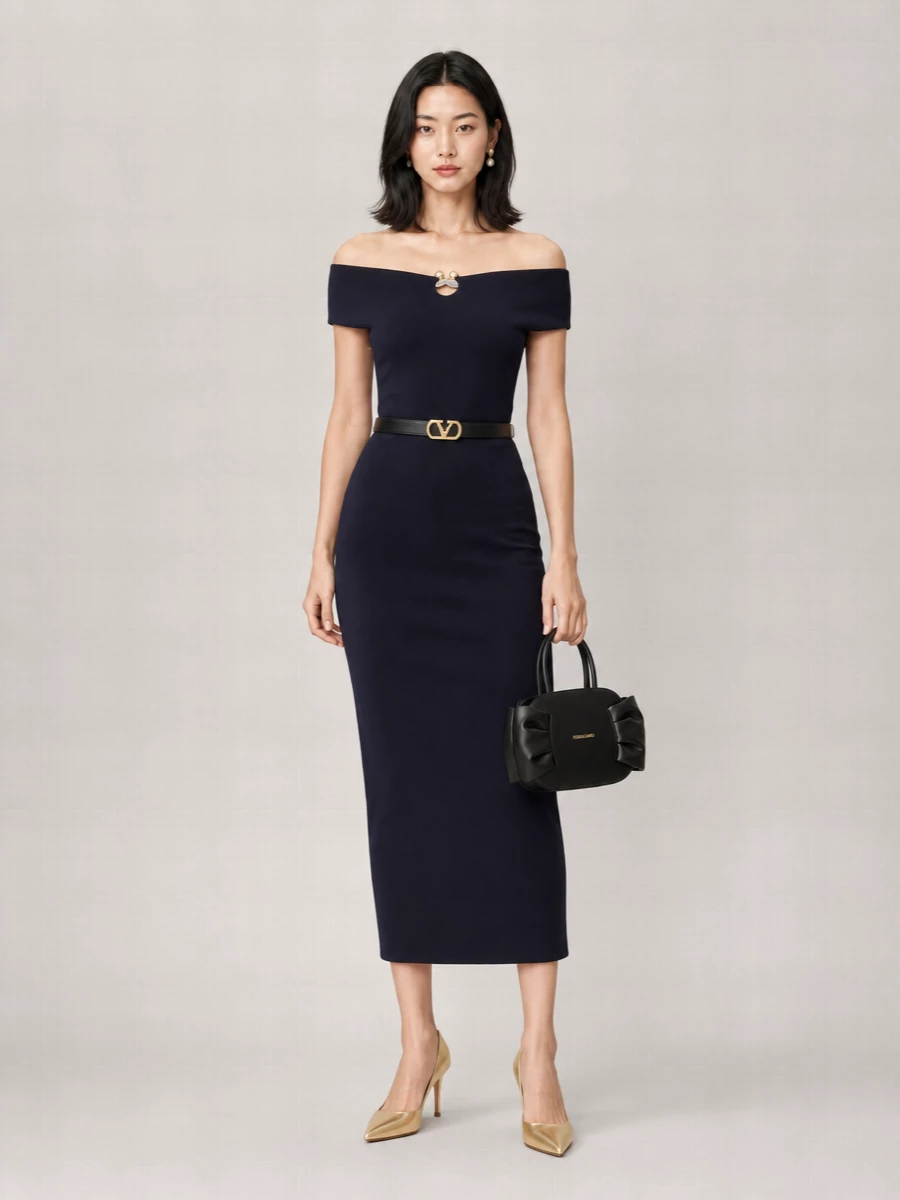 Alberta Ferretti Stretch Viscose Midi Dress