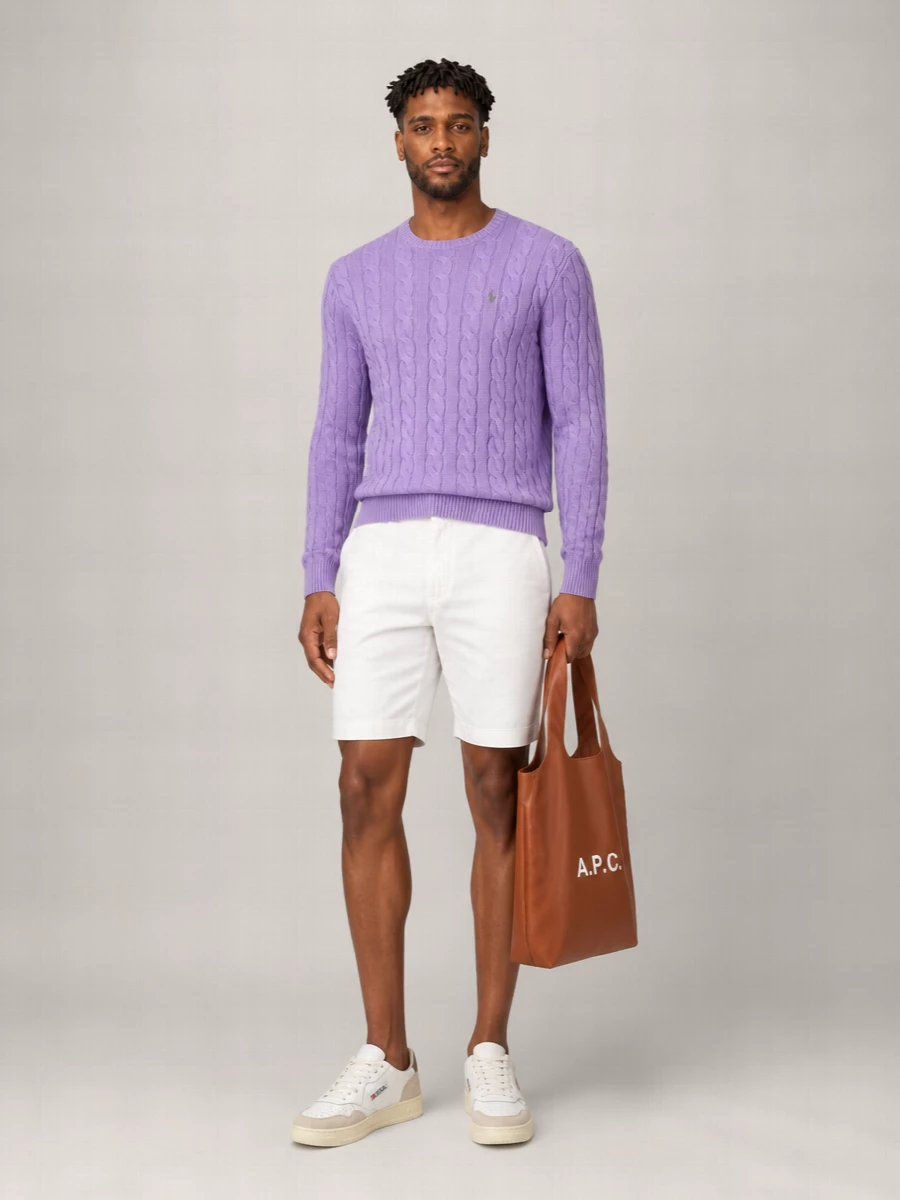 Polo Ralph Lauren Braided Cotton Crewneck Sweater