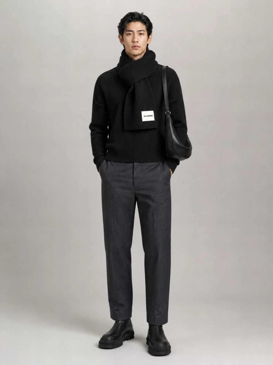 Jil Sander Geometric Neckline Wool Jumper