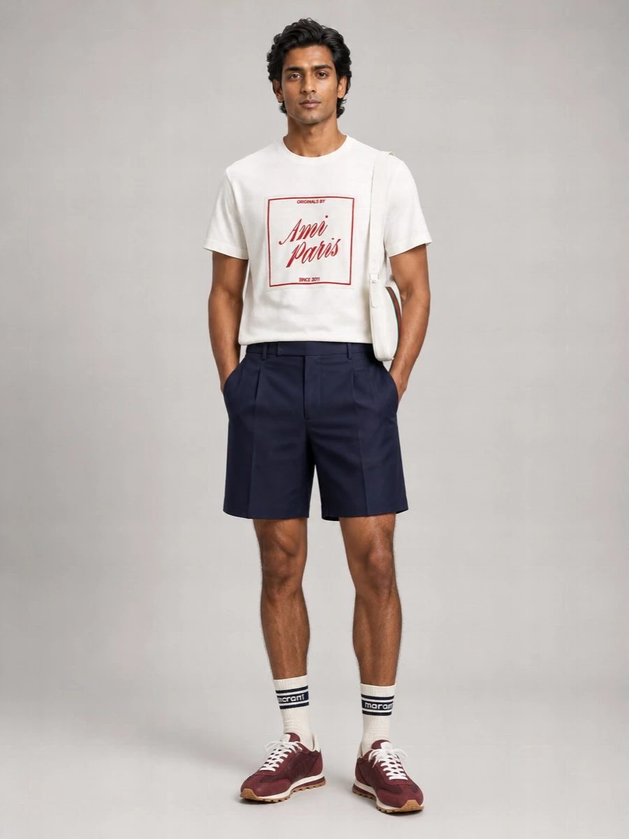Ami Paris Cotton Boxy Fit Logo T-Shirt