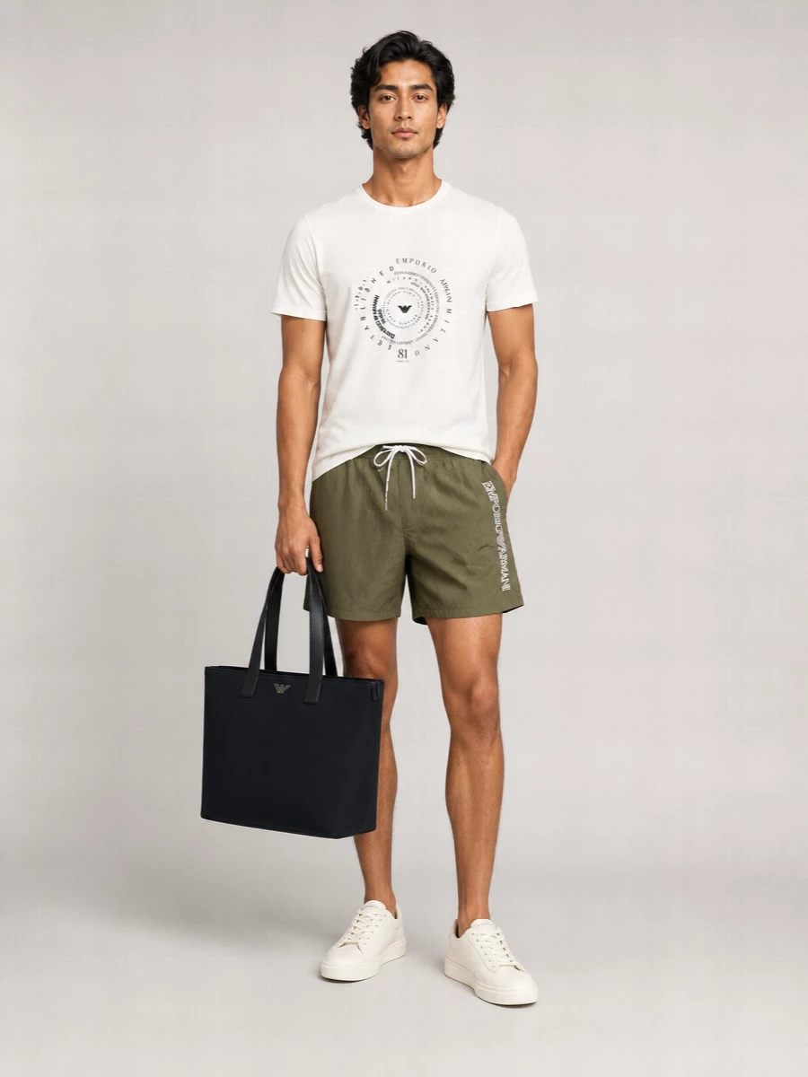 Emporio Armani Crinkled Drawstring Swim Shorts