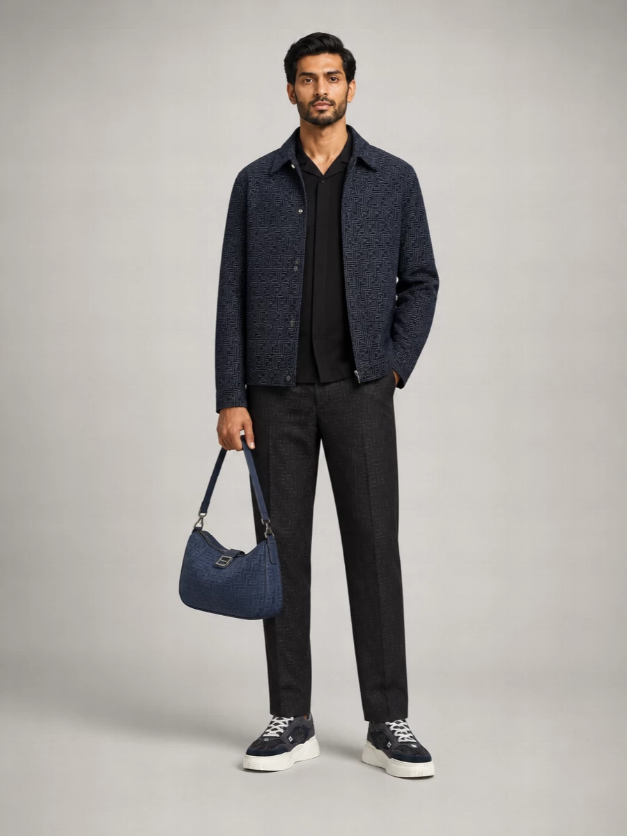 Fendi Denim Ff Jacquard Shirt Jacket