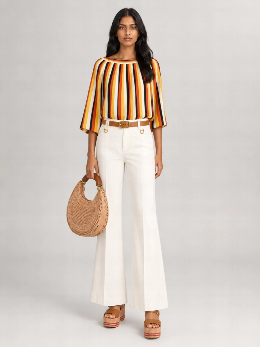 Chloé Striped Wool Boat Neck Blouse