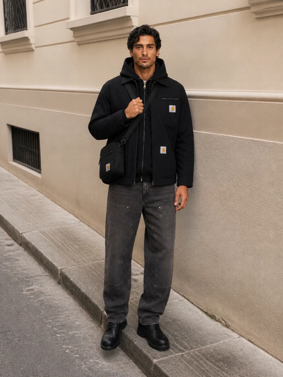 Carhartt black work jacket timberland boot outfit