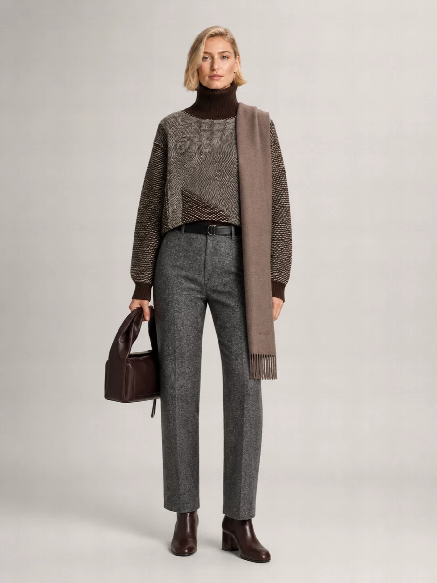 Mm6 Maison Margiela Wool Jacquard High Neck Mini Sweater Dress