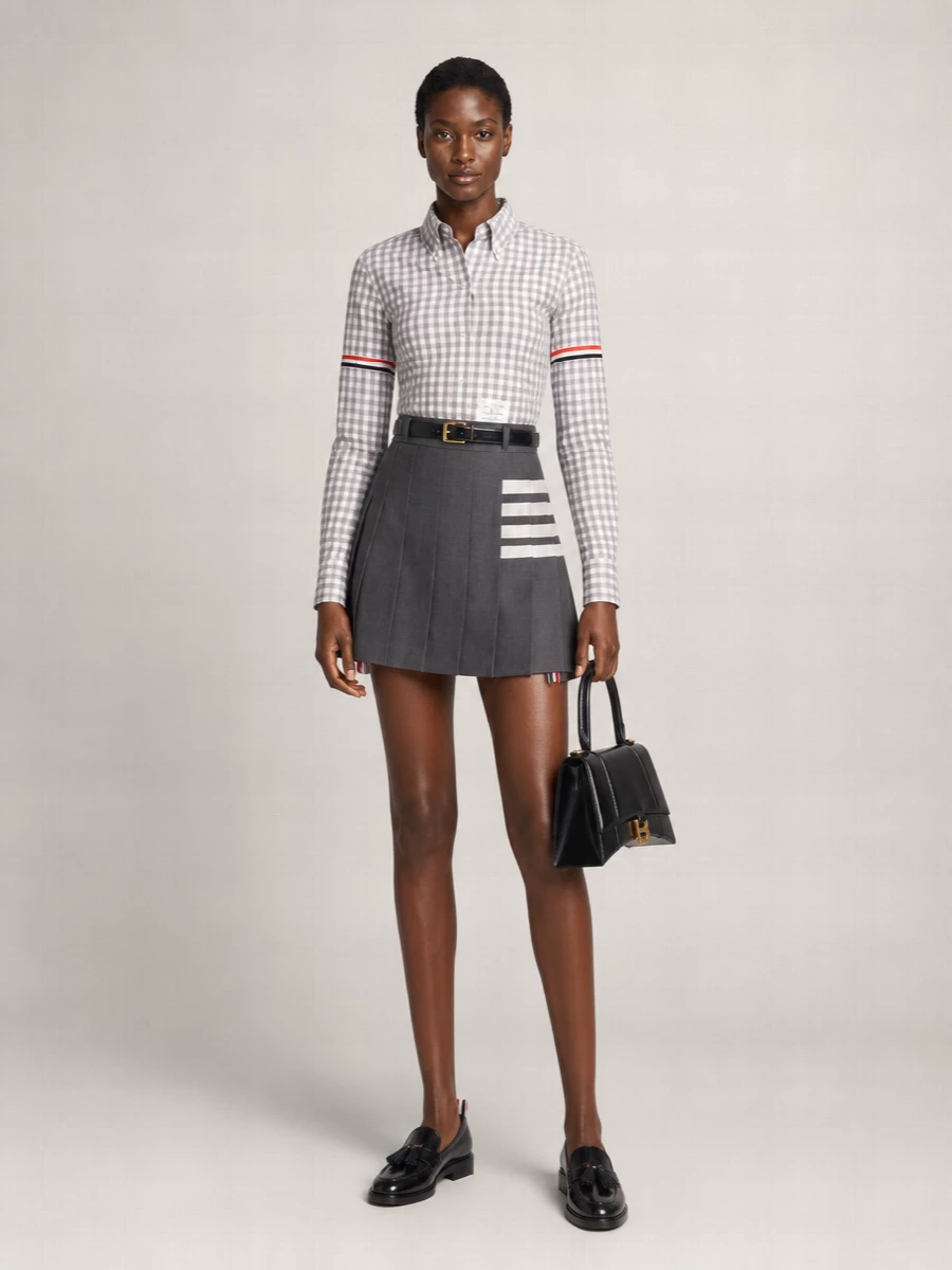 Thom Browne Wool Pleated Knee-Length Skirt
