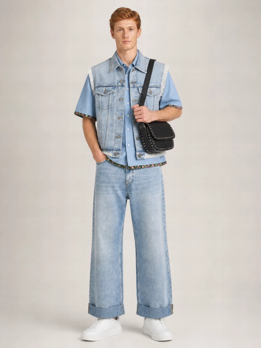 Valentino Denim Fringed Vest