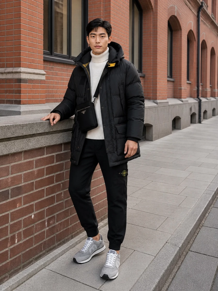 Parajumpers parka stone island joggers outfit