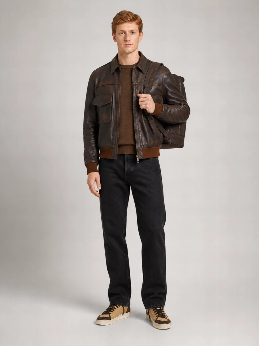 Golden Goose Leather Bomber Jacket