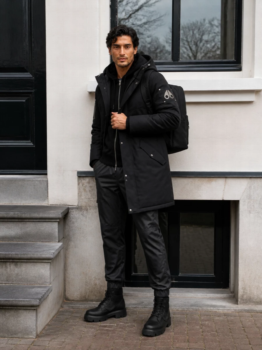 Moose knuckles parka moncler boots winter outfit