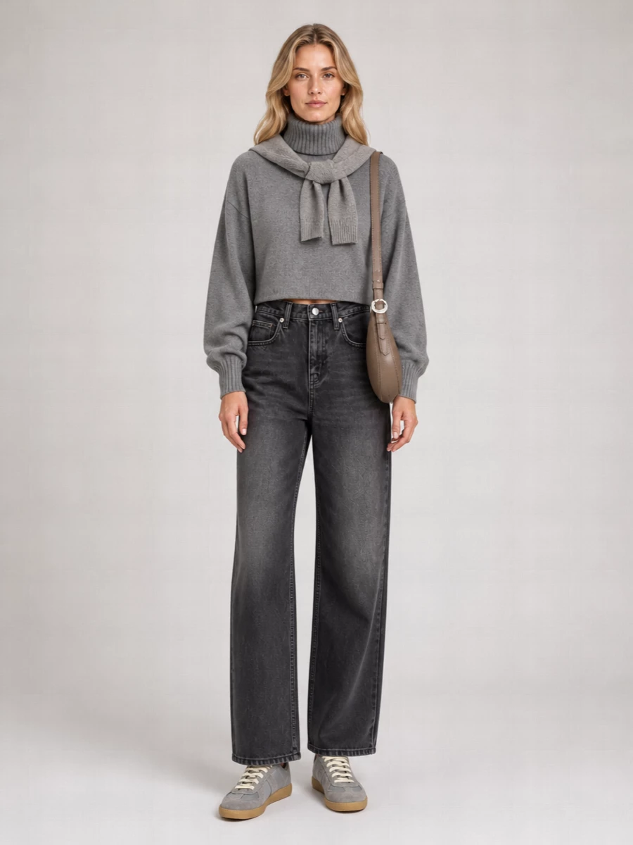 The Frankie Shop wool cashmere cropped turtleneck sweater