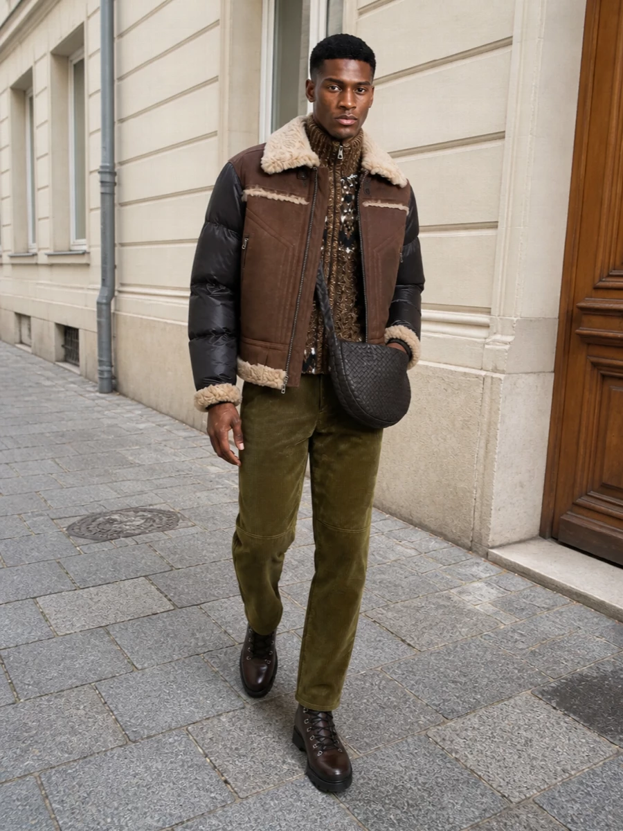 Moncler grenoble bomber corduroy winter outfit