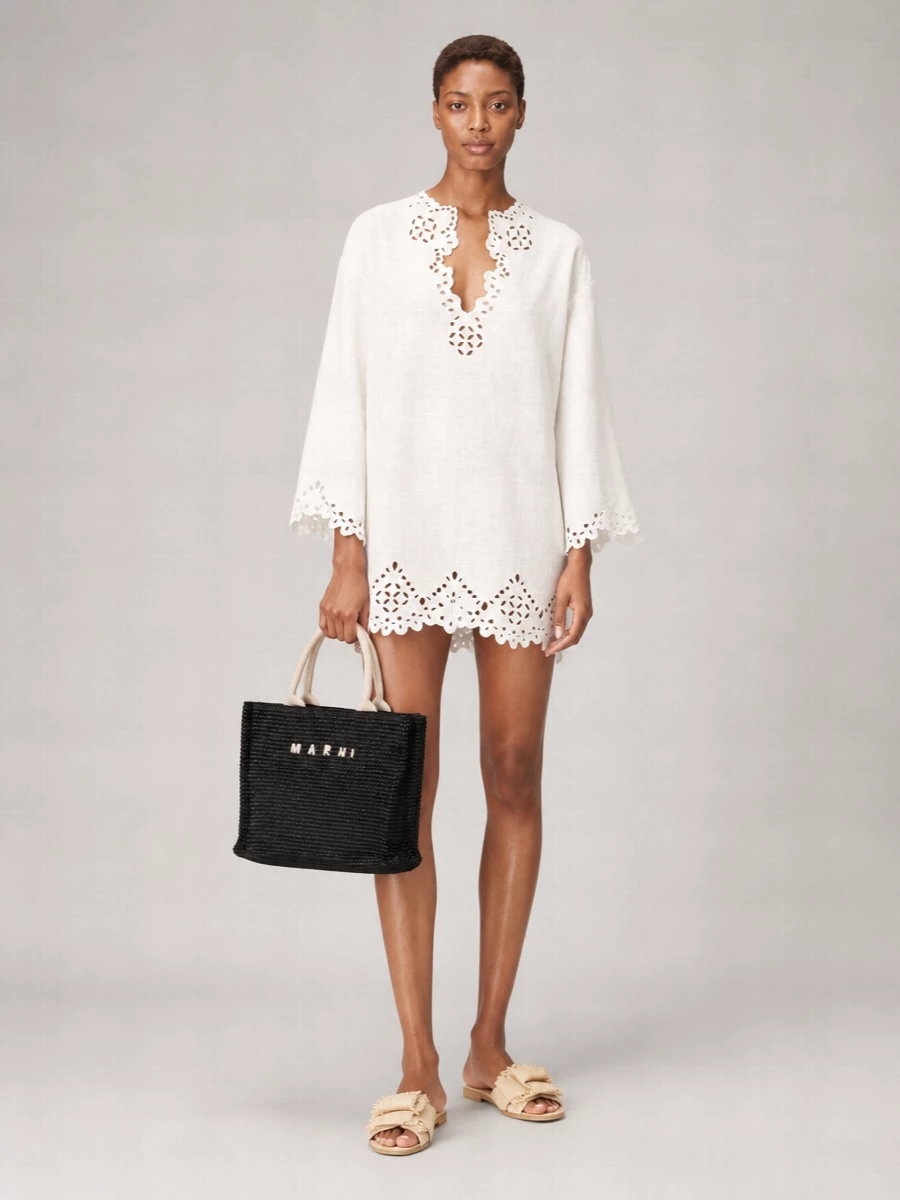 Marni Raffia-Effect Small Tote Bag