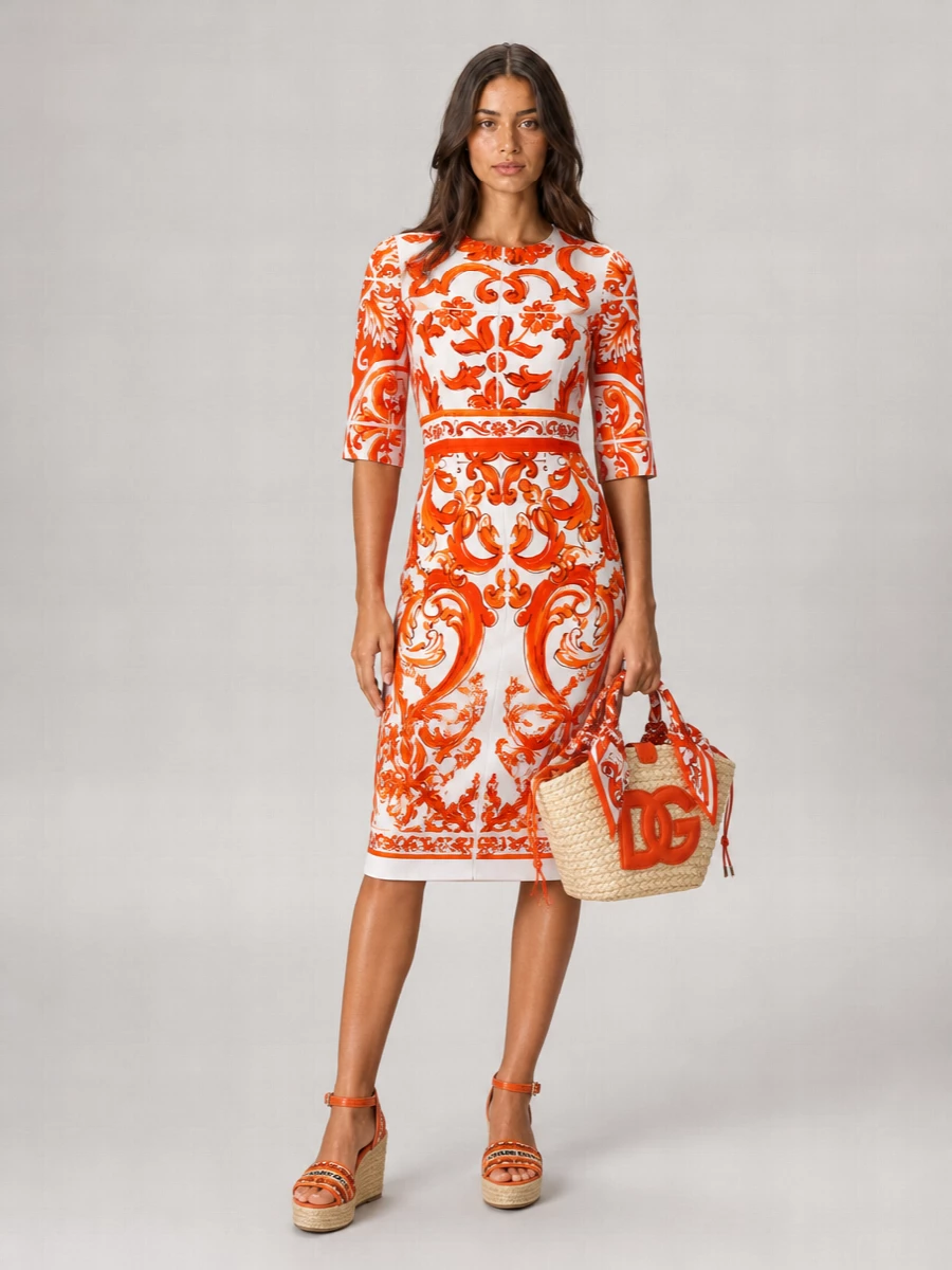 Dolce&Gabbana Silk Printed Midi Dress