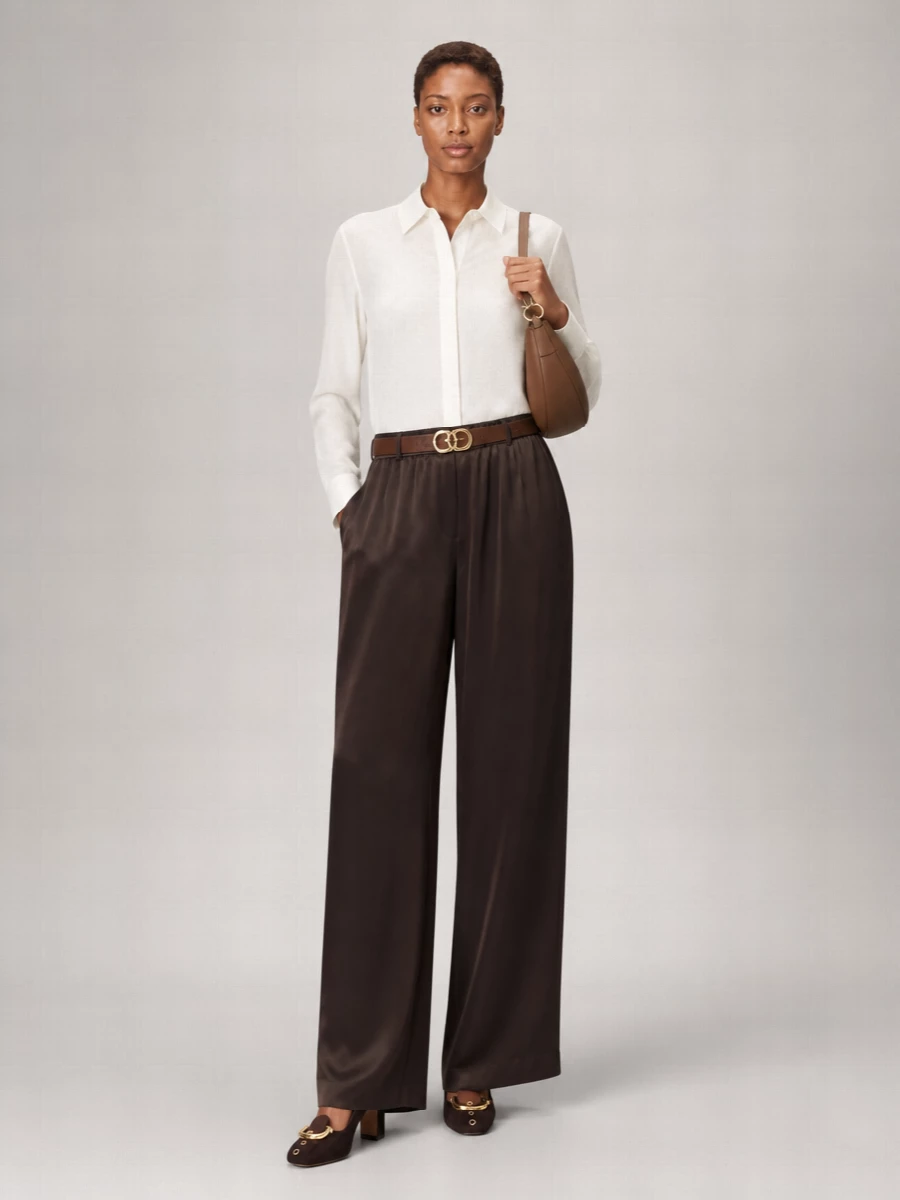Ferragamo Satin Wide-Leg Palazzo Trousers