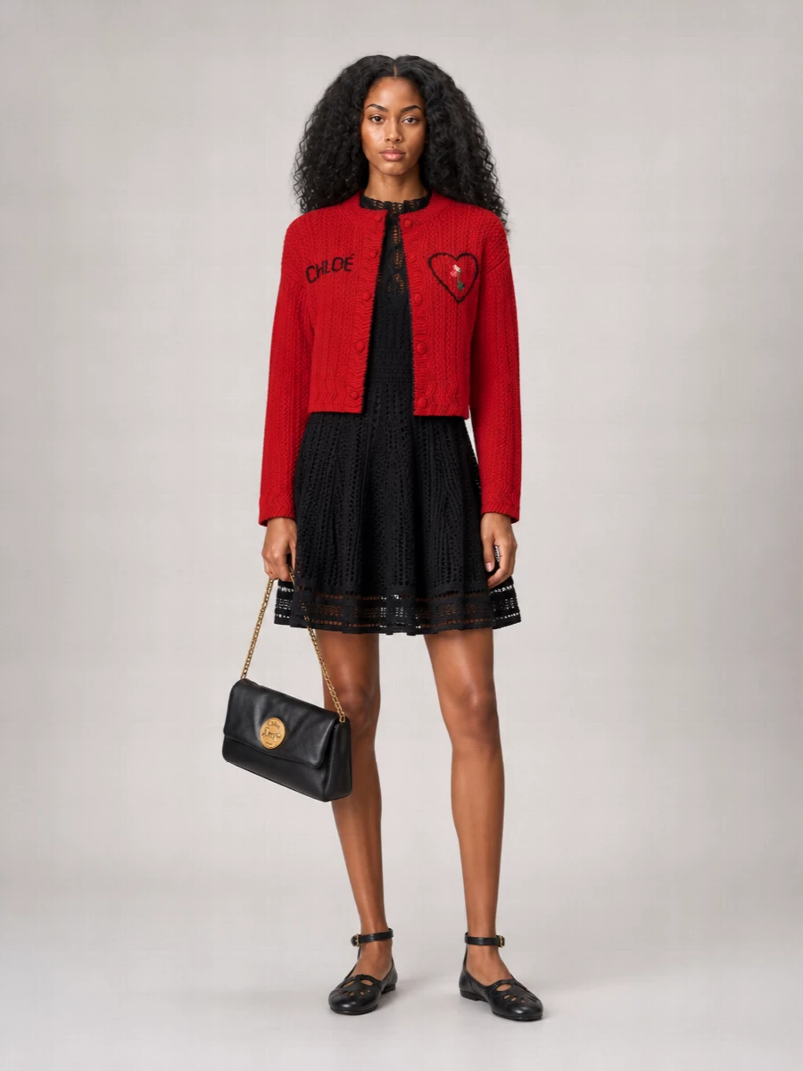 Chloé cashmere wool thick-knit cropped cardigan