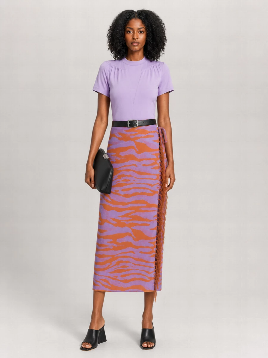 The Attico Cotton Printed Wrap Skirt