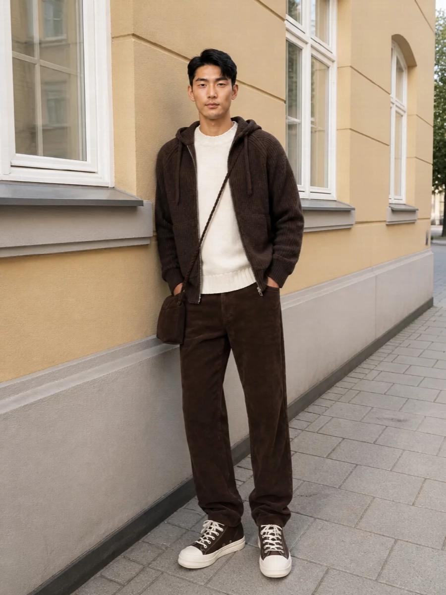 Dunst brown hoodie rick owens sneakers outfit