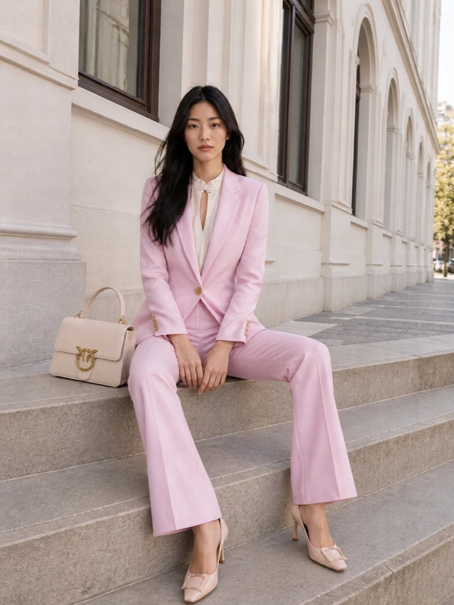 Elisabetta franchi pink blazer blush jumpsuit