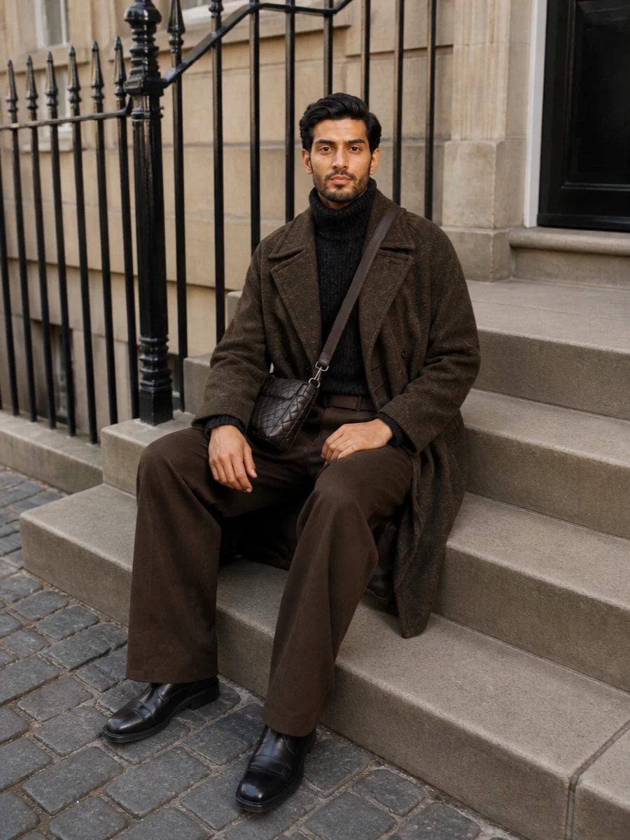 Lemaire coat wide leg trousers turtleneck