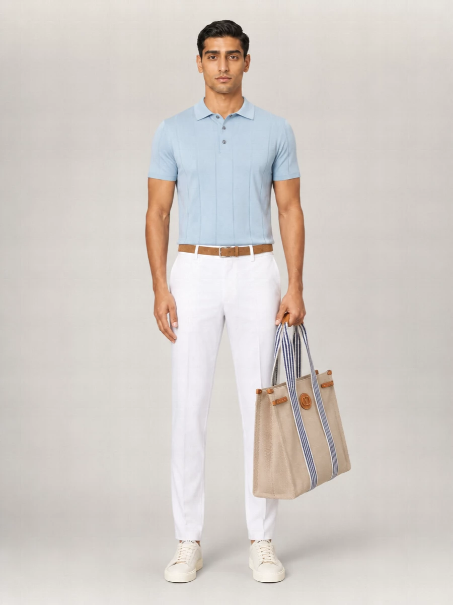Kiton Striped Ribbed Cotton Short-Sleeve Polo Shirt