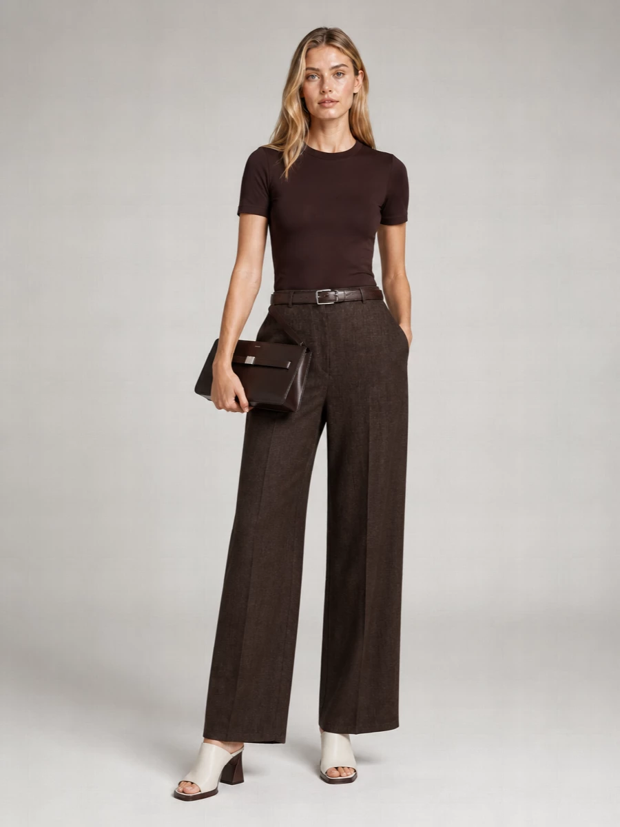 Magda Butrym Stretch Cupro Crew Neck Short Sleeve Top
