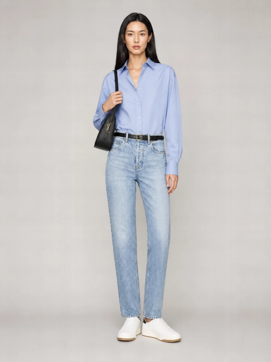 Saint Laurent Denim High-Rise Relaxed Straight-Leg Jeans