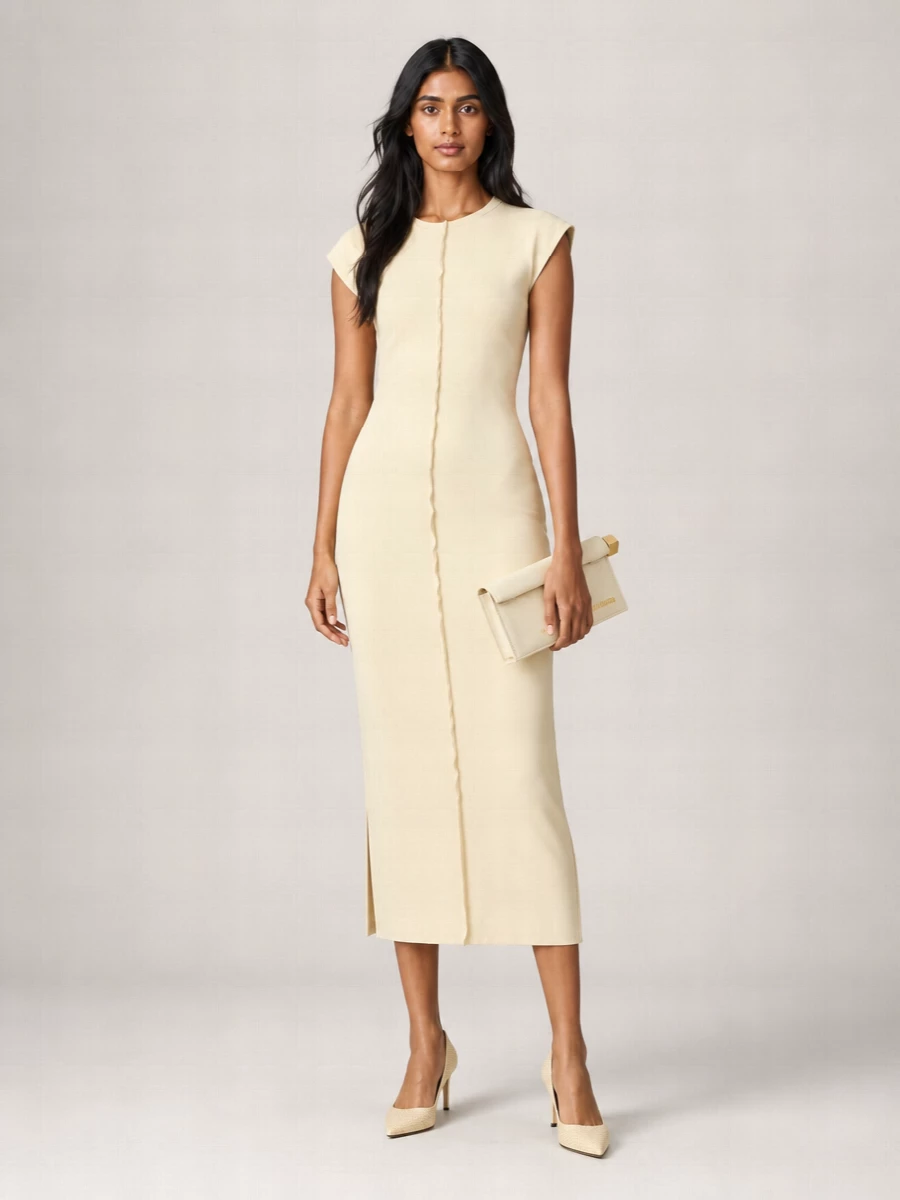 Ami Paris Stretch Midi Dress
