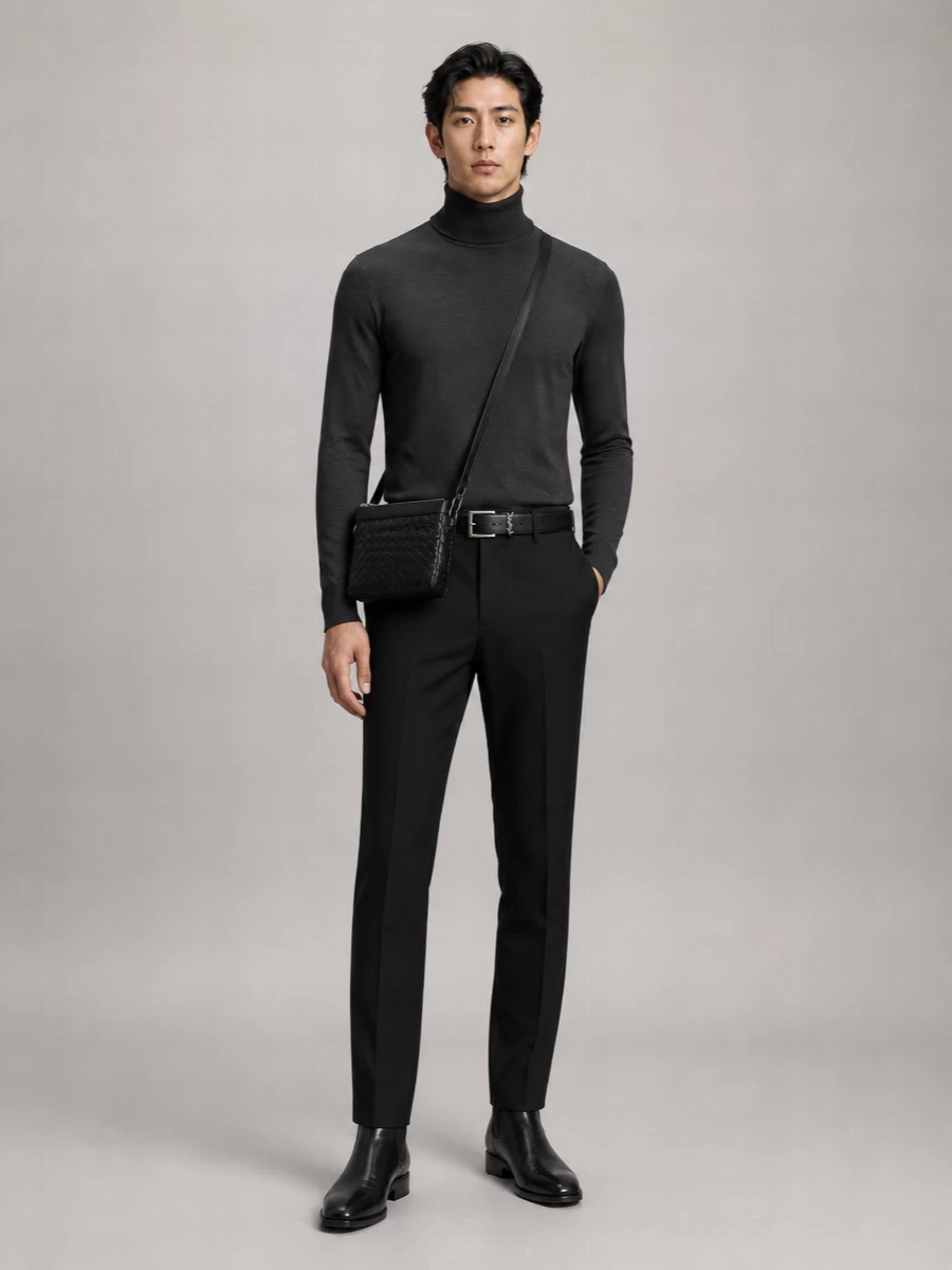 Saint Laurent Fine-Knit Wool Slim-Fit Ribbed Turtleneck Sweater