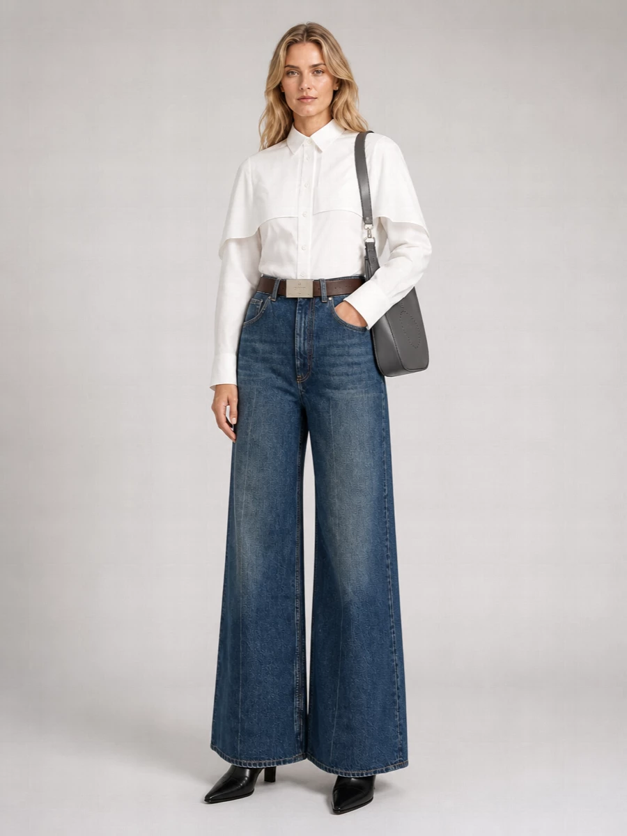 Stella Mccartney Denim High-Rise Wide-Leg Jeans