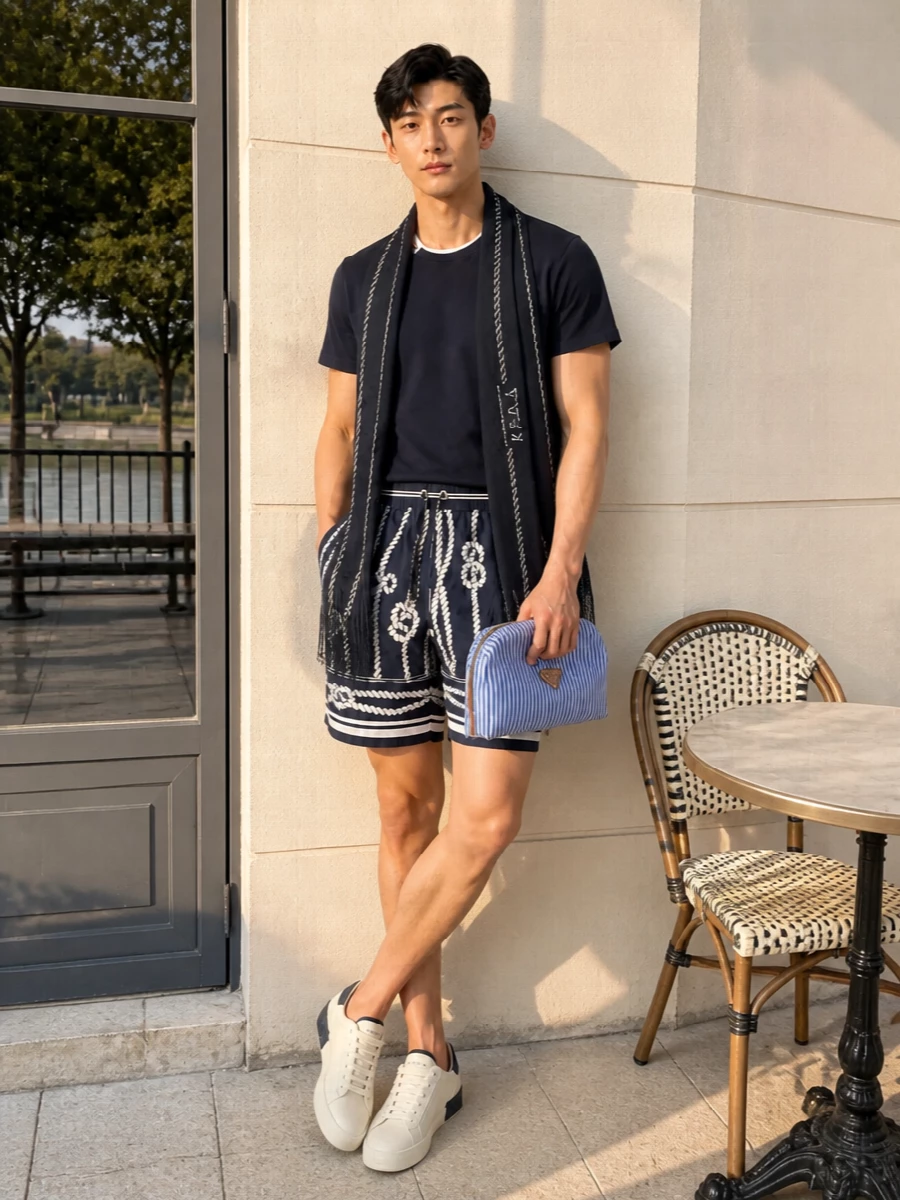 Dolce gabbana nautical shorts navy tee sneakers