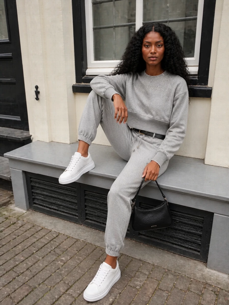 Alexander mcqueen grey joggers cropped sweatshirt
