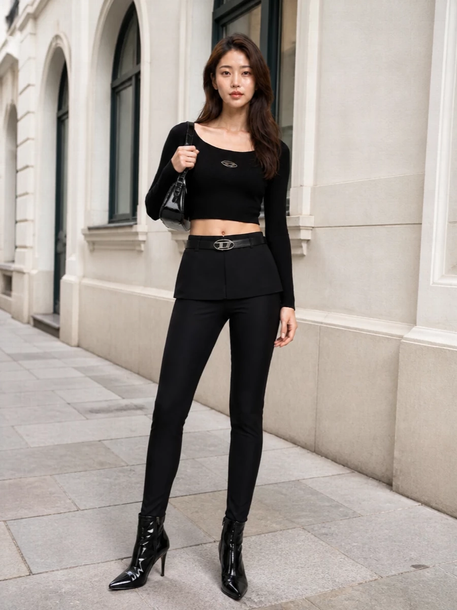 Diesel black crop top high waist leggings outfit