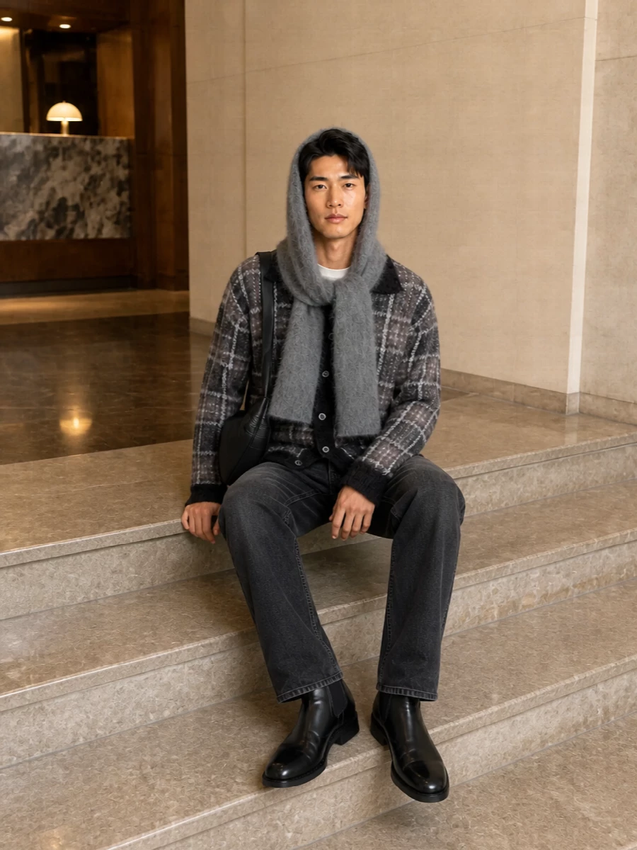 Our legacy cardigan washed black jeans boots