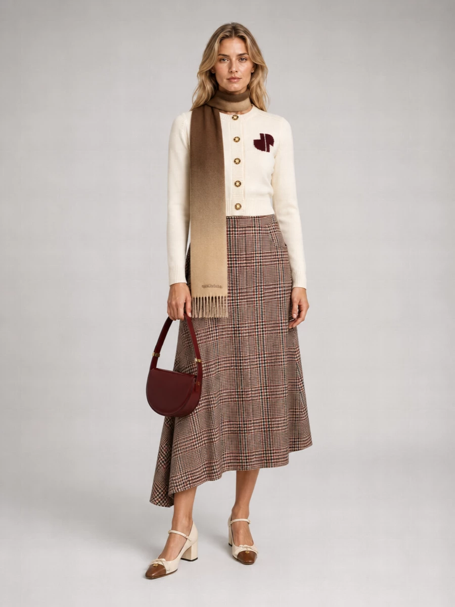 Patou Wool Cashmere Cropped Cardigan