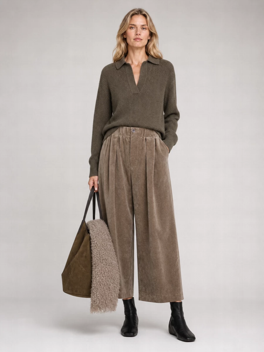 Uma Wang Raccoon Fur Ribbed V-Neck Long-Sleeve Sweater