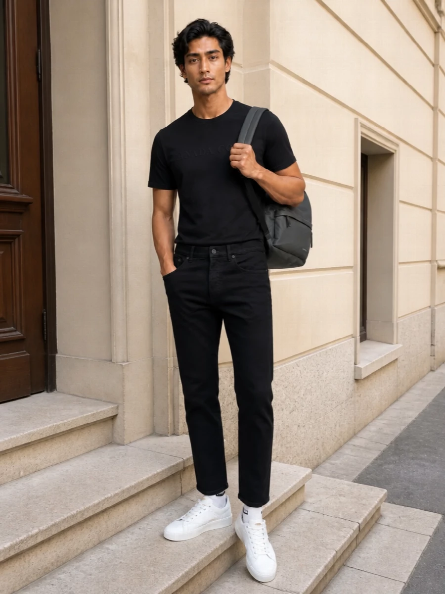 Canada goose black tee golden goose jeans