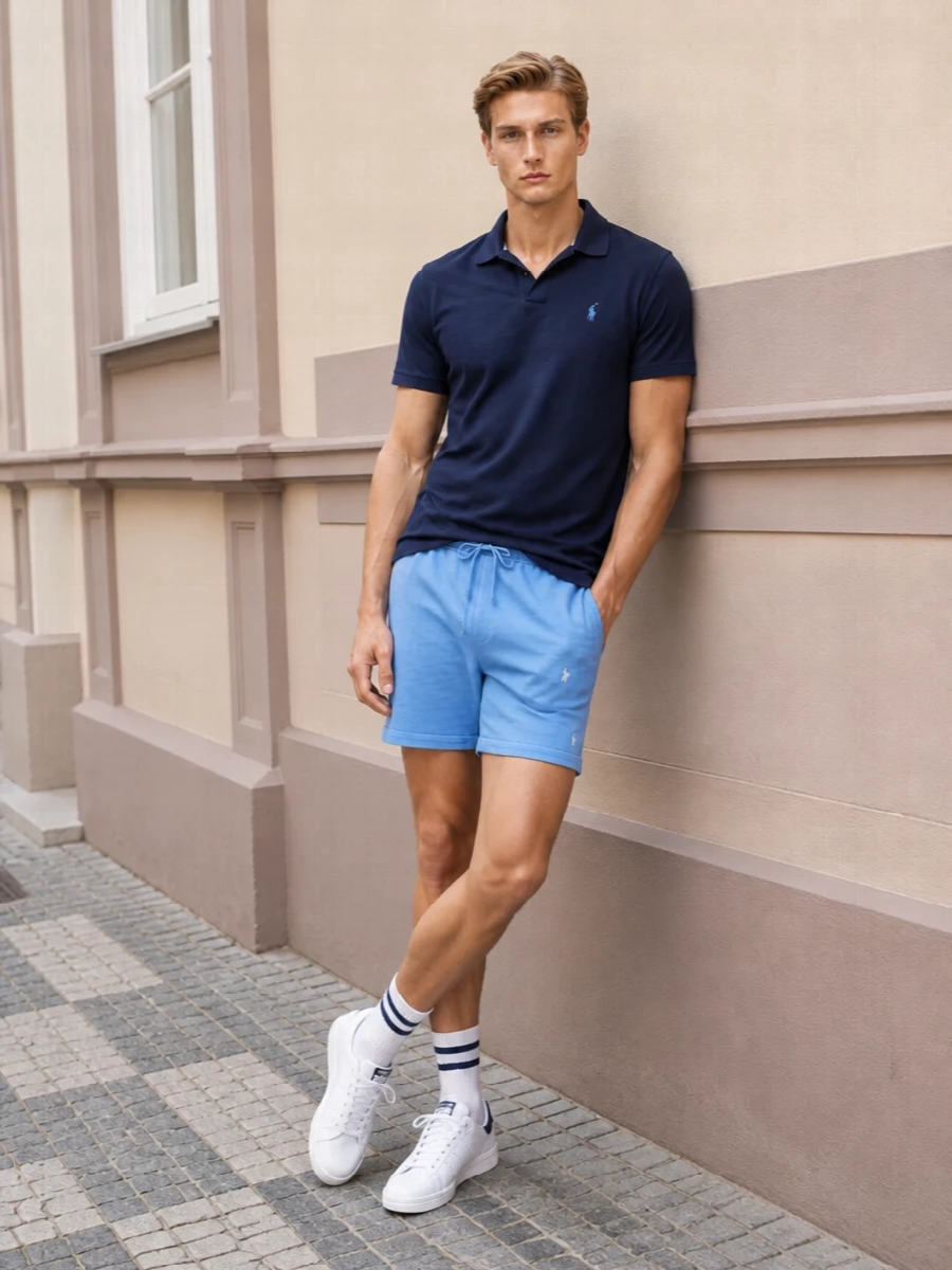 Polo ralph lauren navy polo sky blue swim shorts