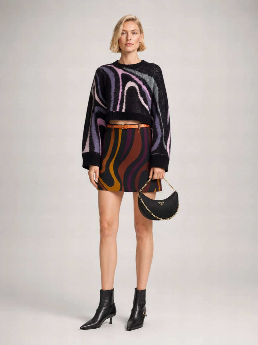 Pucci silk printed mini a-line skirt